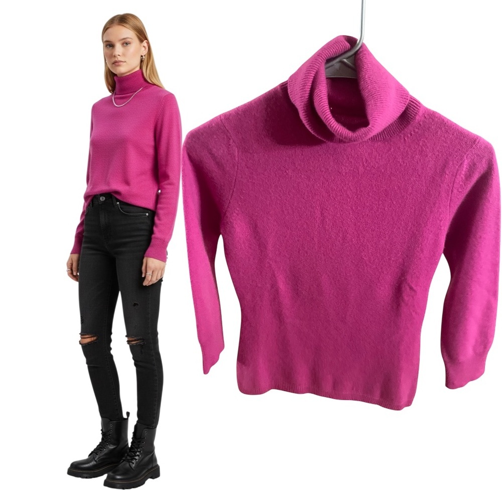 Express Pink 100% Cashmere Turtleneck Sweater Small Soft Lightweight Knit READ